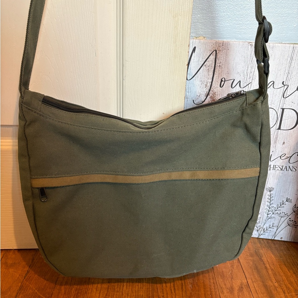 Canvas Crossbody Bag in Olive Green